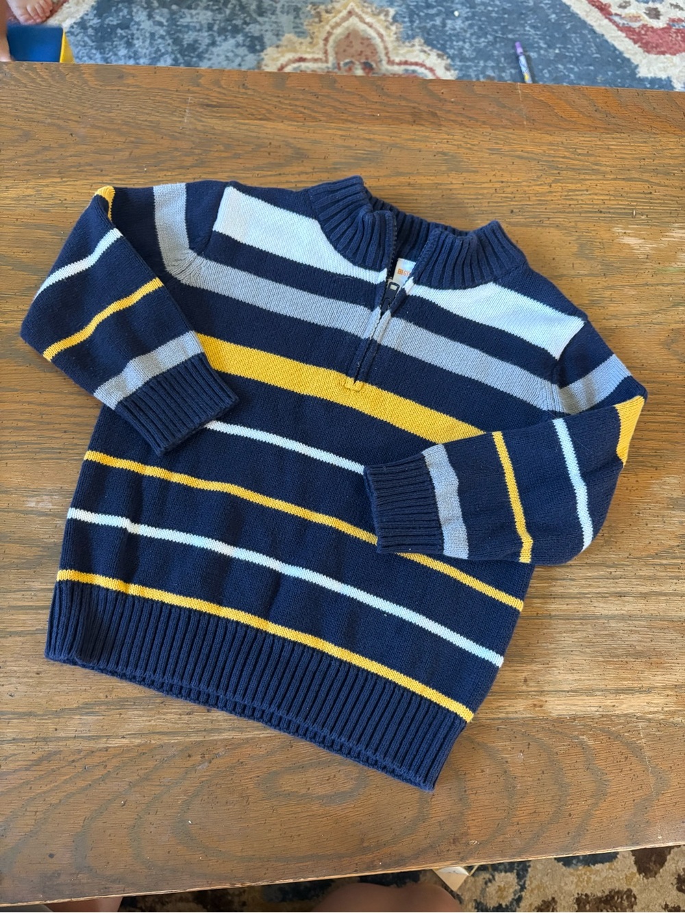 Gymboree Navy and White Striped Knit Zip Sweater - 2T